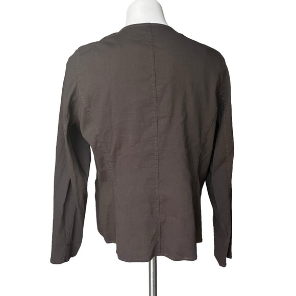 Eileen Fischer Open Front Linen Blend Brown Jacket - Picture 7 of 14